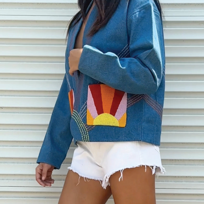 Sunrise Embroidered Denim Jacket