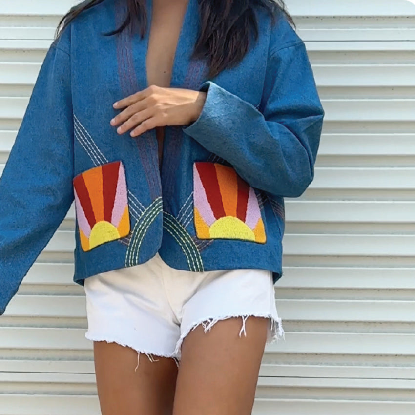 Sunrise Embroidered Denim Jacket