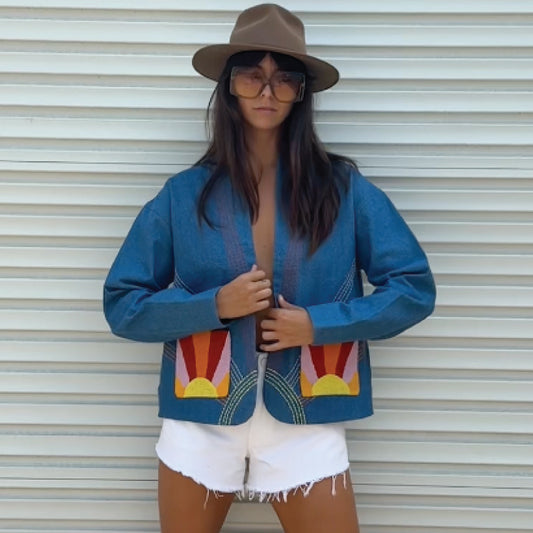 Sunrise Embroidered Denim Jacket