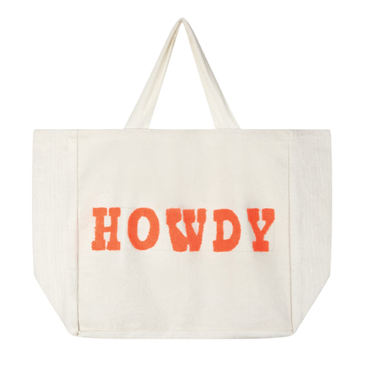 "HOWDY" Large Cotton Tufted Beach Tote